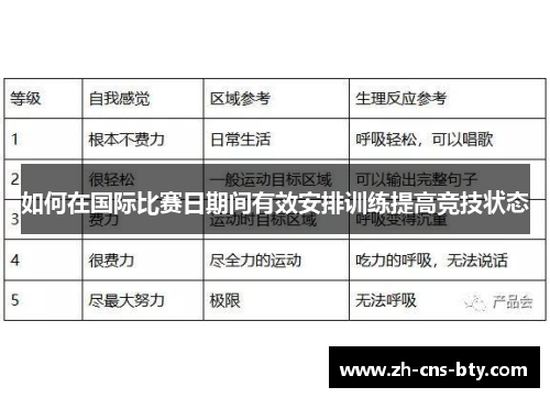 如何在国际比赛日期间有效安排训练提高竞技状态
